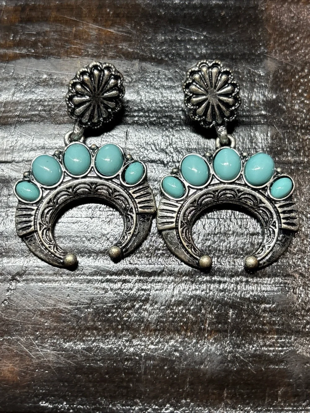 Southwest Inspired Faux Turquoise Stone Drop Earrings - Women Jewelry